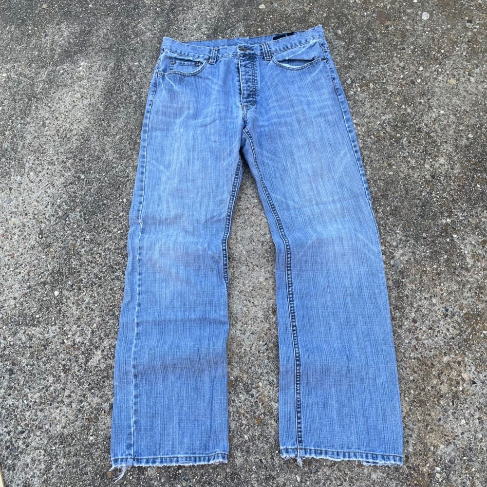 J. Ferrar Mens Light Wash Straight Leg Denim Jeans Blue Size 34
